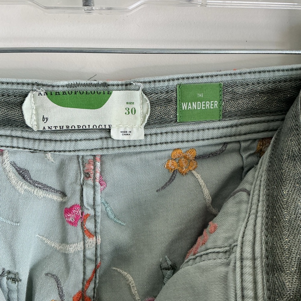Anthropologie Wanderer Floral Embroidered Size 30 Boho Utility Statement Pants ' - Picture 5 of 10